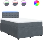 vidaXL Κρεβάτι Boxspring με Στρώμα Σκούρο Γκρι 120x200 εκ. Βελούδινο