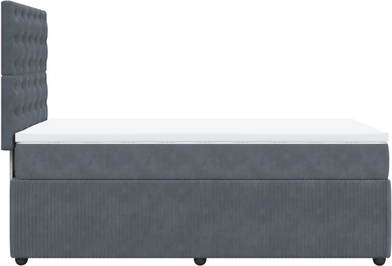vidaXL Κρεβάτι Boxspring με Στρώμα Σκούρο Γκρι 90x190 εκ. Βελούδινο
