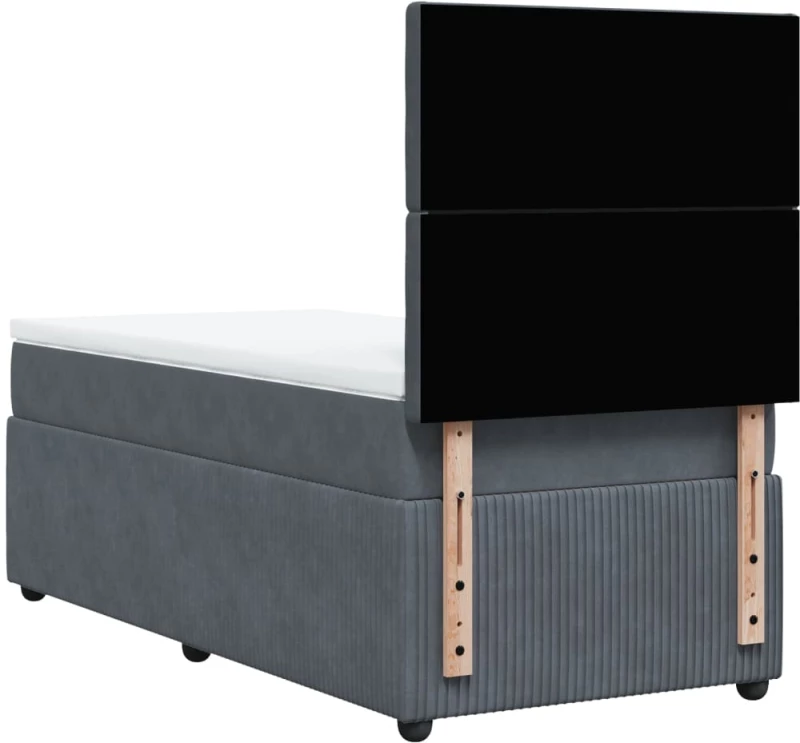 vidaXL Κρεβάτι Boxspring με Στρώμα Σκούρο Γκρι 90x190 εκ. Βελούδινο