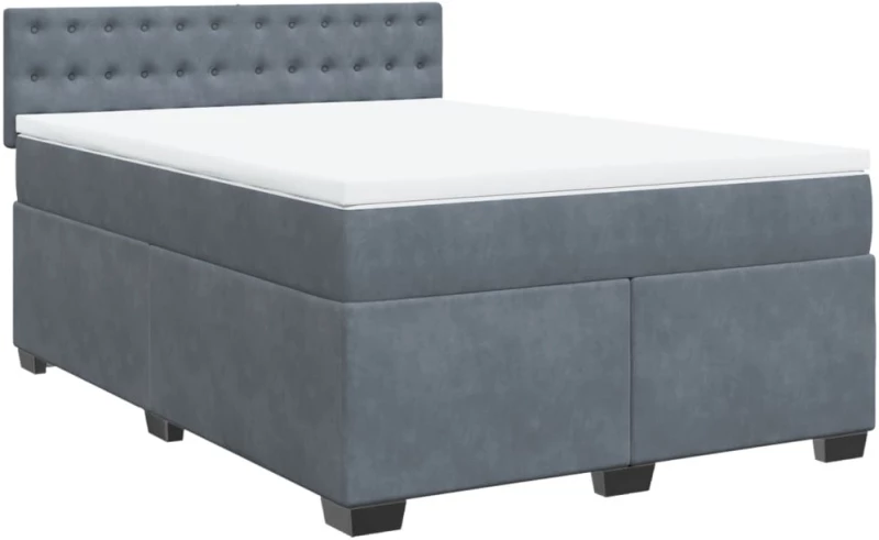 vidaXL Κρεβάτι Boxspring με Στρώμα Σκούρο Γκρι 160x200 εκ. Βελούδινο