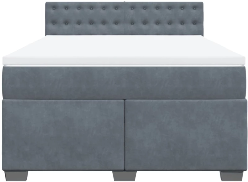 vidaXL Κρεβάτι Boxspring με Στρώμα Σκούρο Γκρι 160x200 εκ. Βελούδινο