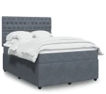 vidaXL Κρεβάτι Boxspring με Στρώμα Σκούρο Γκρι 140x200 εκ. Βελούδινο