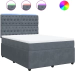 vidaXL Κρεβάτι Boxspring με Στρώμα Σκούρο Γκρι 140x200 εκ. Βελούδινο
