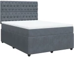 vidaXL Κρεβάτι Boxspring με Στρώμα Σκούρο Γκρι 140x200 εκ. Βελούδινο