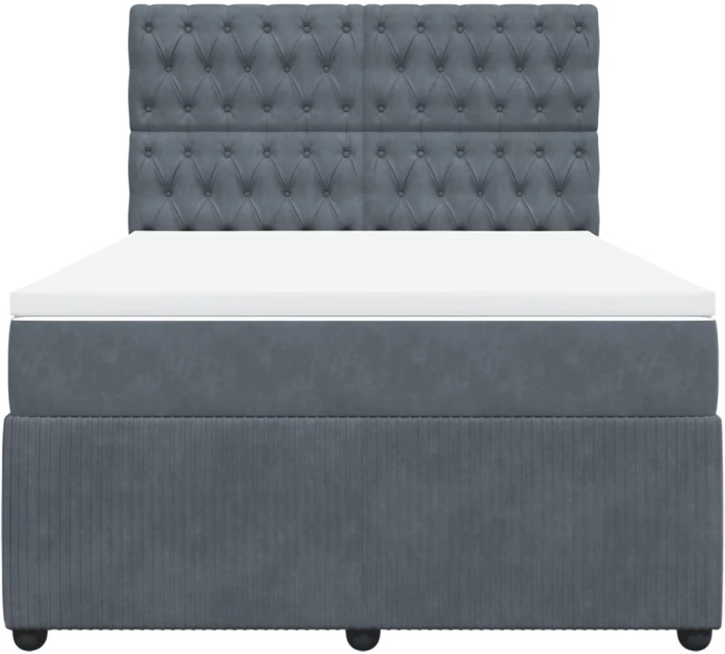 vidaXL Κρεβάτι Boxspring με Στρώμα Σκούρο Γκρι 140x200 εκ. Βελούδινο