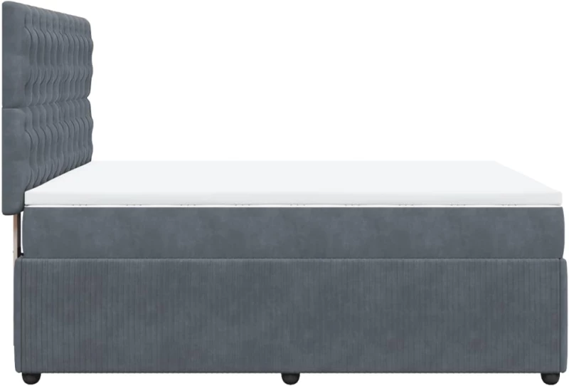 vidaXL Κρεβάτι Boxspring με Στρώμα Σκούρο Γκρι 140x200 εκ. Βελούδινο