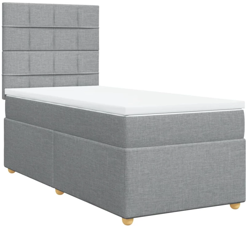 vidaXL Κρεβάτι Boxspring με Στρώμα Ανοιχτό Γκρι 100x200 εκ. Υφασμάτινο