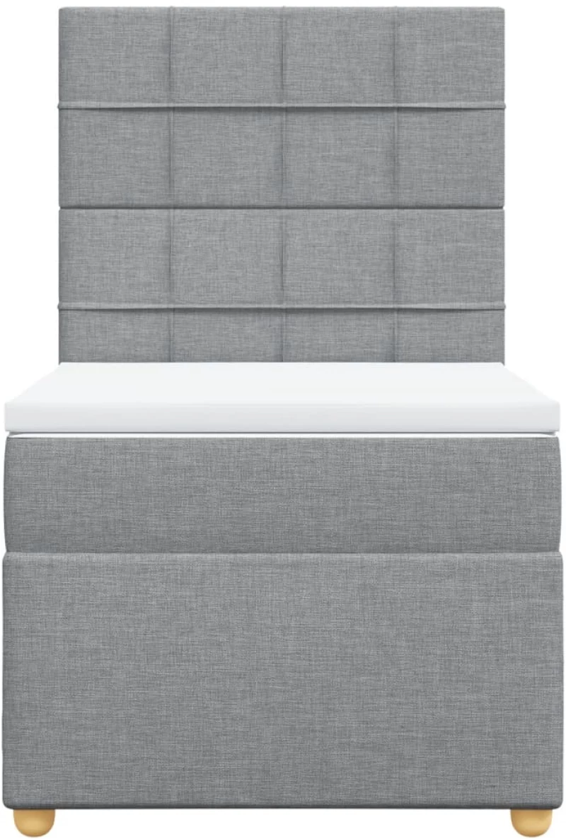 vidaXL Κρεβάτι Boxspring με Στρώμα Ανοιχτό Γκρι 100x200 εκ. Υφασμάτινο