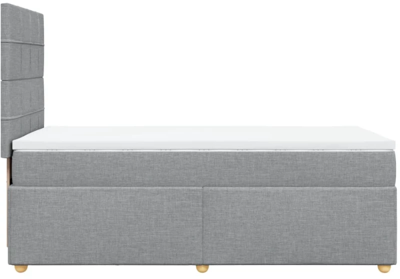 vidaXL Κρεβάτι Boxspring με Στρώμα Ανοιχτό Γκρι 100x200 εκ. Υφασμάτινο