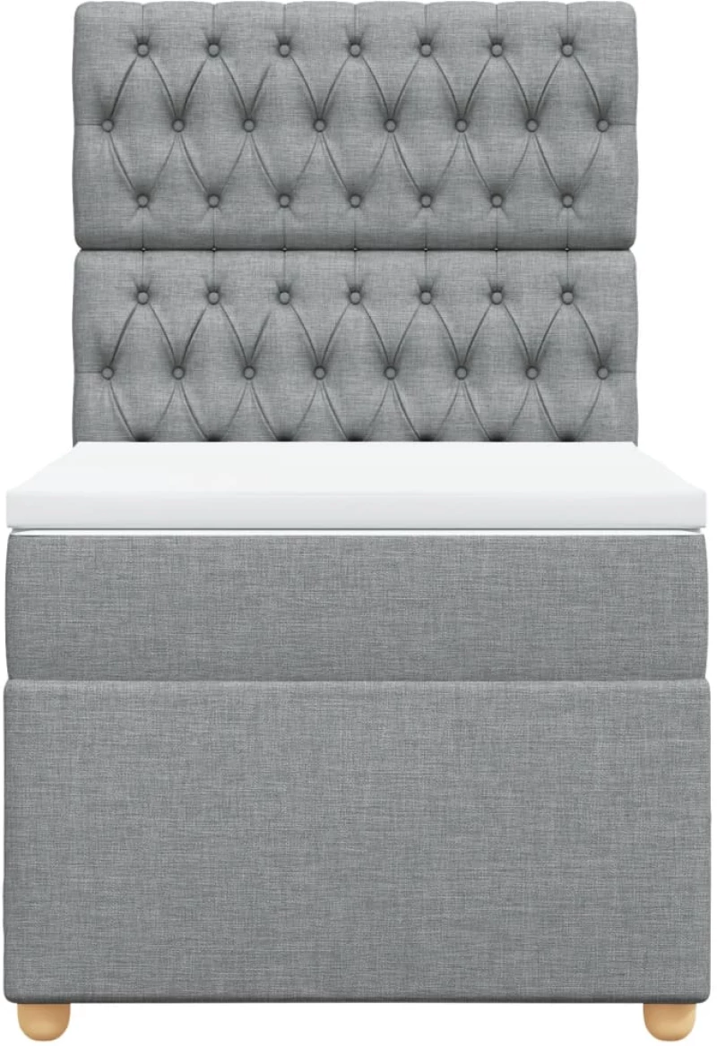 vidaXL Κρεβάτι Boxspring με Στρώμα Ανοιχτό Γκρι 90x200 εκ. Υφασμάτινο