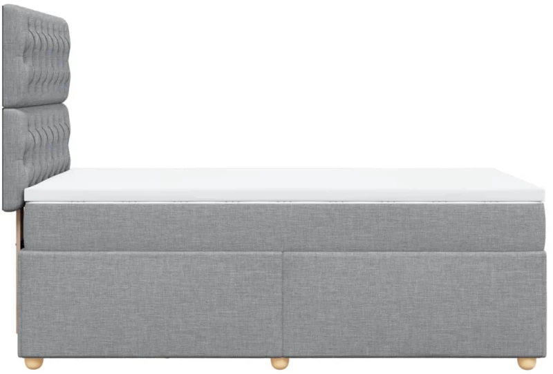 vidaXL Κρεβάτι Boxspring με Στρώμα Ανοιχτό Γκρι 90x200 εκ. Υφασμάτινο