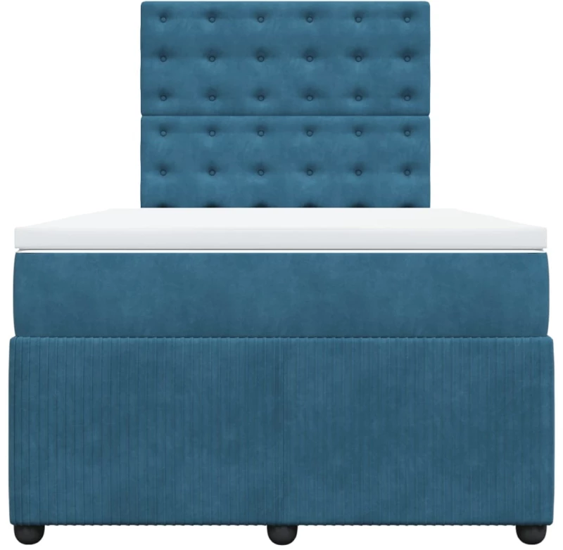 vidaXL Κρεβάτι Boxspring με Στρώμα Σκούρο Μπλε 120x200 εκ. Βελούδινο