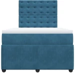 vidaXL Κρεβάτι Boxspring με Στρώμα Σκούρο Μπλε 120x200 εκ. Βελούδινο