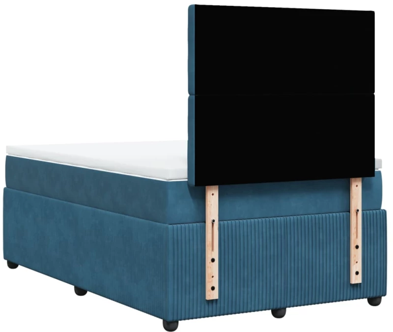 vidaXL Κρεβάτι Boxspring με Στρώμα Σκούρο Μπλε 120x200 εκ. Βελούδινο