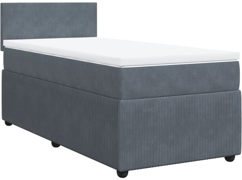 vidaXL Κρεβάτι Boxspring με Στρώμα Σκούρο Γκρι 90x190 εκ. Βελούδινο