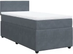 vidaXL Κρεβάτι Boxspring με Στρώμα Σκούρο Γκρι 90x190 εκ. Βελούδινο