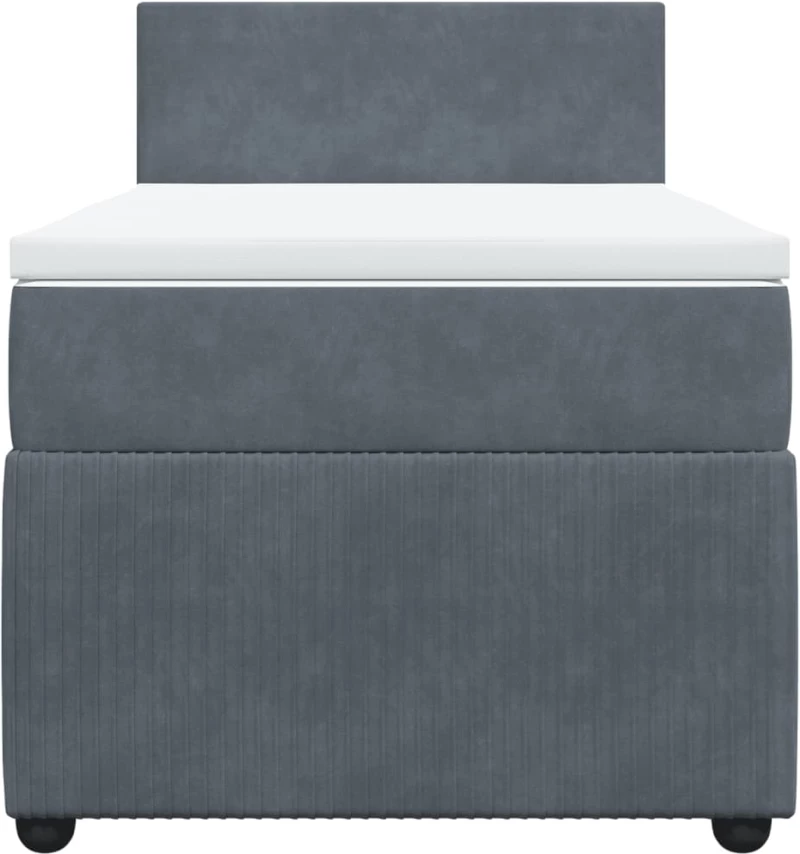 vidaXL Κρεβάτι Boxspring με Στρώμα Σκούρο Γκρι 90x190 εκ. Βελούδινο