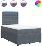 vidaXL Κρεβάτι Boxspring με Στρώμα Σκούρο Γκρι 120x190 εκ. Βελούδινο