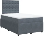 vidaXL Κρεβάτι Boxspring με Στρώμα Σκούρο Γκρι 120x190 εκ. Βελούδινο