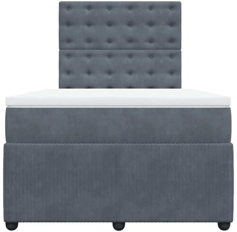 vidaXL Κρεβάτι Boxspring με Στρώμα Σκούρο Γκρι 120x190 εκ. Βελούδινο
