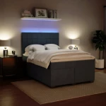 vidaXL Κρεβάτι Boxspring με Στρώμα Σκούρο Γκρι 140x200 εκ. Βελούδινο