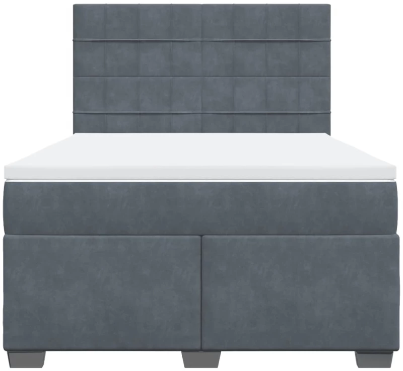 vidaXL Κρεβάτι Boxspring με Στρώμα Σκούρο Γκρι 140x200 εκ. Βελούδινο
