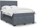 vidaXL Κρεβάτι Boxspring με Στρώμα Σκούρο Γκρι 140x200 εκ. Βελούδινο