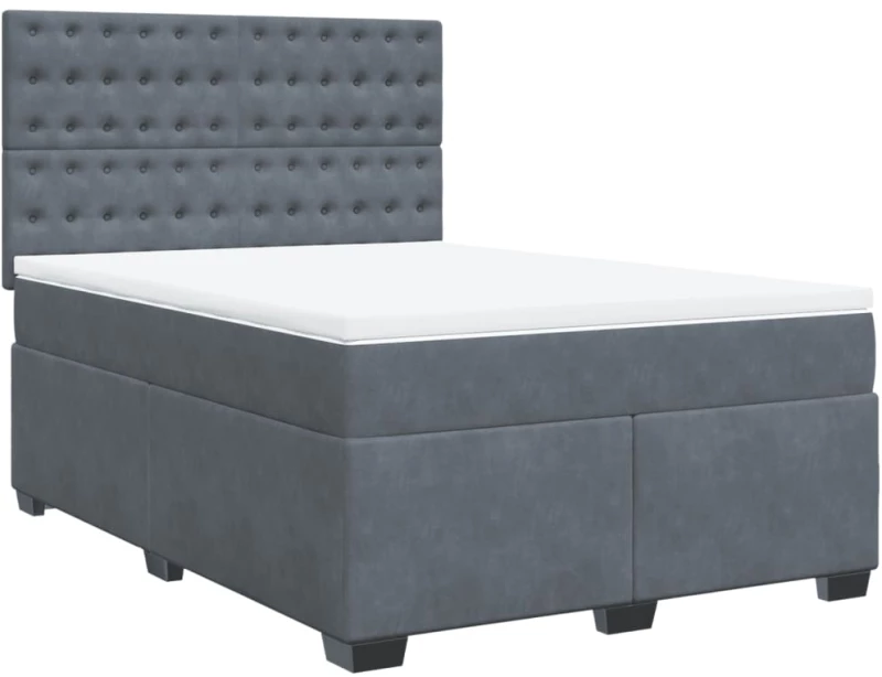 vidaXL Κρεβάτι Boxspring με Στρώμα Σκούρο Γκρι 140x200 εκ. Βελούδινο