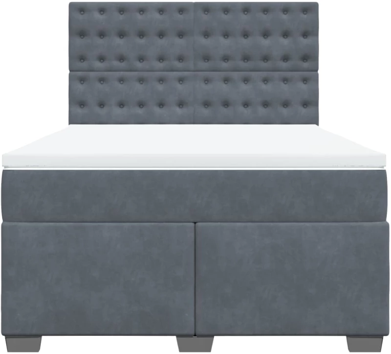 vidaXL Κρεβάτι Boxspring με Στρώμα Σκούρο Γκρι 140x200 εκ. Βελούδινο