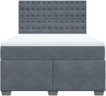 vidaXL Κρεβάτι Boxspring με Στρώμα Σκούρο Γκρι 140x200 εκ. Βελούδινο