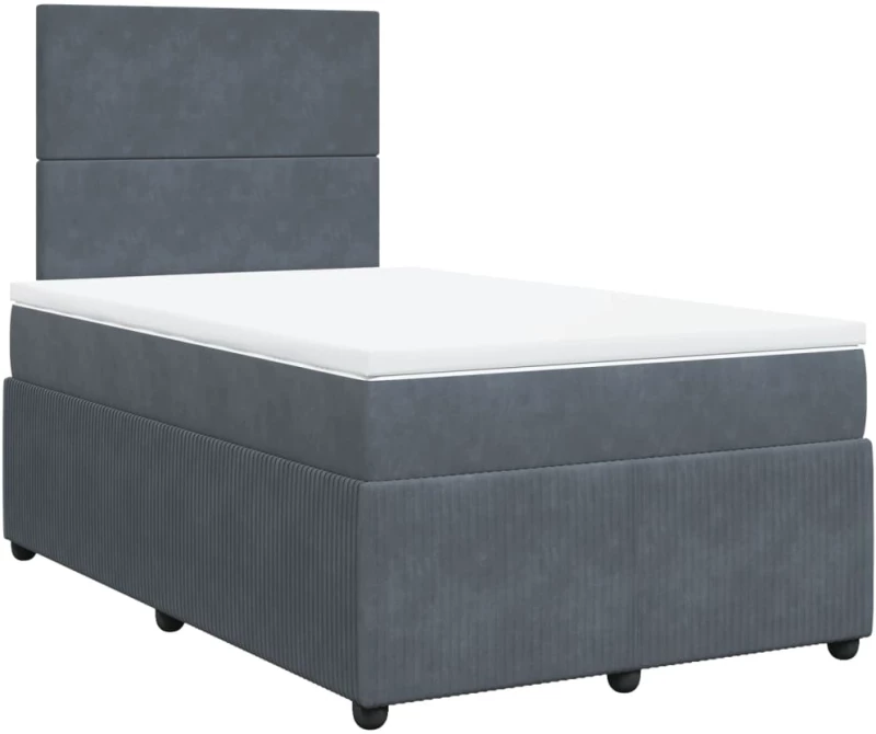 vidaXL Κρεβάτι Boxspring με Στρώμα Σκούρο Γκρι 120x200 εκ. Βελούδινο