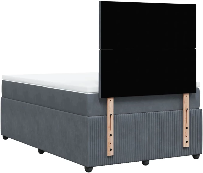 vidaXL Κρεβάτι Boxspring με Στρώμα Σκούρο Γκρι 120x200 εκ. Βελούδινο