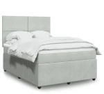 vidaXL Κρεβάτι Boxspring με Στρώμα Ανοιχτό Γκρι 140x190 εκ. Βελούδινο