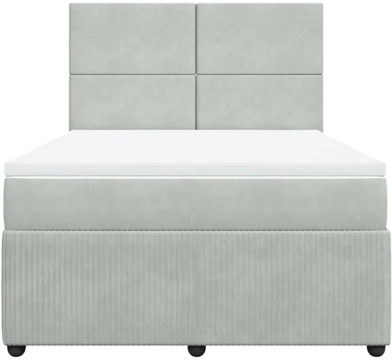 vidaXL Κρεβάτι Boxspring με Στρώμα Ανοιχτό Γκρι 140x190 εκ. Βελούδινο
