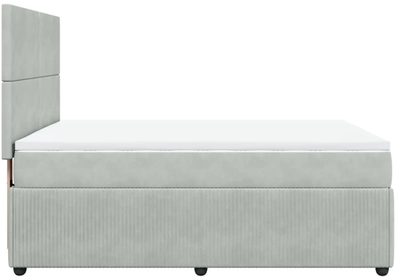 vidaXL Κρεβάτι Boxspring με Στρώμα Ανοιχτό Γκρι 140x190 εκ. Βελούδινο