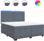 vidaXL Κρεβάτι Boxspring με Στρώμα Σκούρο Γκρι 180x200 εκ. Βελούδινο