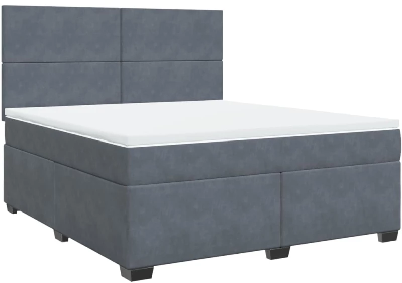 vidaXL Κρεβάτι Boxspring με Στρώμα Σκούρο Γκρι 180x200 εκ. Βελούδινο