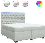 vidaXL Κρεβάτι Boxspring με Στρώμα Ανοιχτό Γκρι 180x200 εκ. Βελούδινο