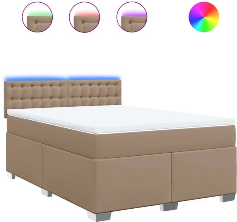 vidaXL Κρεβάτι Boxspring με Στρώμα Καπουτσίνο 160x200εκ.από Συνθ.Δέρμα