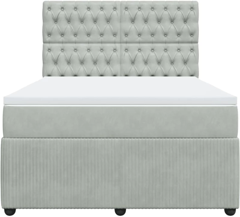 vidaXL Κρεβάτι Boxspring με Στρώμα Ανοιχτό Γκρι 140x200 εκ. Βελούδινο