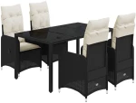 vidaXL Σετ Επίπλων Bistro Κήπου 5 τεμ Μαύρο Συνθετ. Ρατάν με Μαξιλάρια