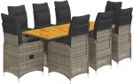 vidaXL Σετ Επίπλων Bistro Κήπου 9 τεμ. Γκρι Συνθετ. Ρατάν με Μαξιλάρια