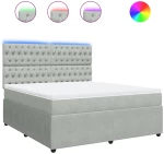 vidaXL Κρεβάτι Boxspring με Στρώμα Ανοιχτό Γκρι 180x200 εκ. Βελούδινο