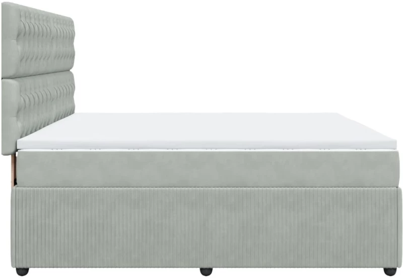 vidaXL Κρεβάτι Boxspring με Στρώμα Ανοιχτό Γκρι 180x200 εκ. Βελούδινο