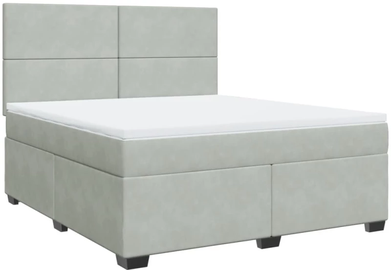 vidaXL Κρεβάτι Boxspring με Στρώμα Ανοιχτό Γκρι 180x200 εκ. Βελούδινο