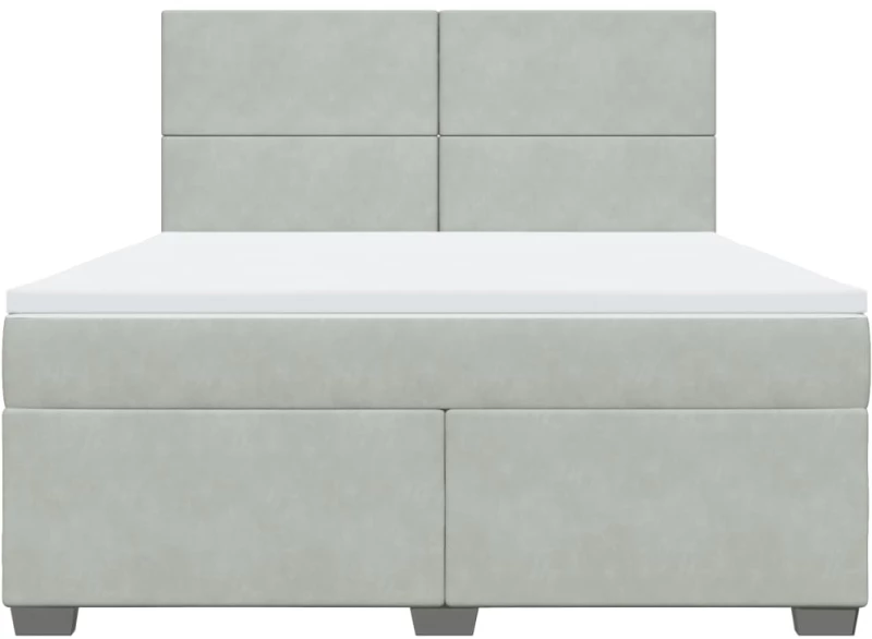 vidaXL Κρεβάτι Boxspring με Στρώμα Ανοιχτό Γκρι 180x200 εκ. Βελούδινο