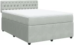 vidaXL Κρεβάτι Boxspring με Στρώμα Ανοιχτό Γκρι 140x190 εκ. Βελούδινο
