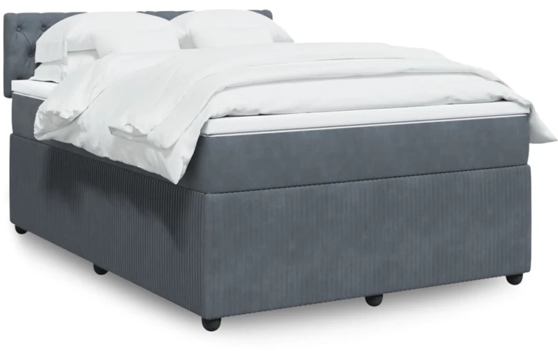 vidaXL Κρεβάτι Boxspring με Στρώμα Σκούρο Γκρι 160x200 εκ. Βελούδινο