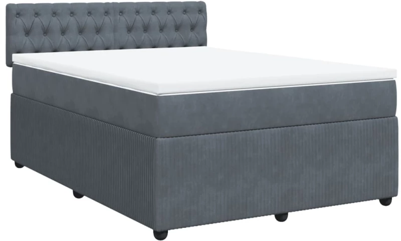 vidaXL Κρεβάτι Boxspring με Στρώμα Σκούρο Γκρι 160x200 εκ. Βελούδινο
