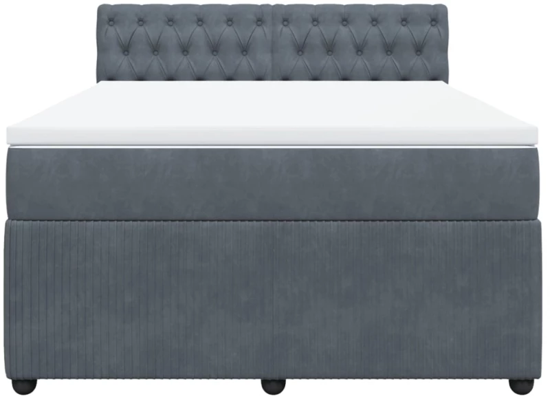 vidaXL Κρεβάτι Boxspring με Στρώμα Σκούρο Γκρι 160x200 εκ. Βελούδινο